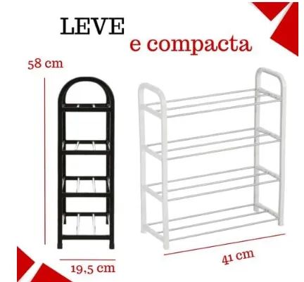Sapateira 4 Andares 8 Pares Prateleira Organiazação Calçados Sapatos Tênis Multiuso z897 - Foto 5