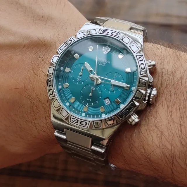 Relógio Nibosi Masculino Verde Turquesa - Foto 2