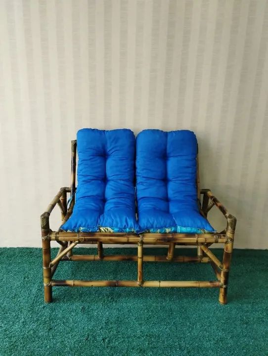 sofá de bambu namoradeira dois lugares varandas jardim - Foto 2
