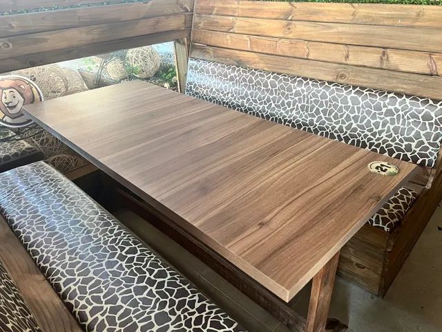 Mesas de Madeira - Tampo MDF (Cor Itapuã) + Base em Pinnus - Foto 3