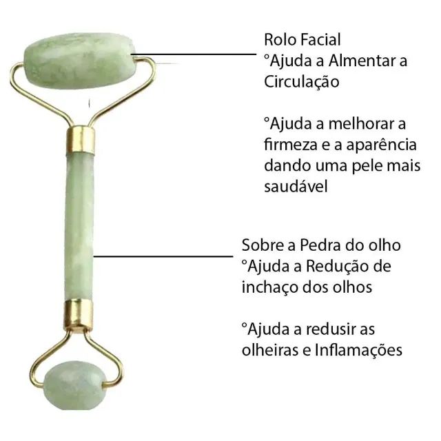 Massageador Facial Pedra Jade Face Rolle - Foto 3