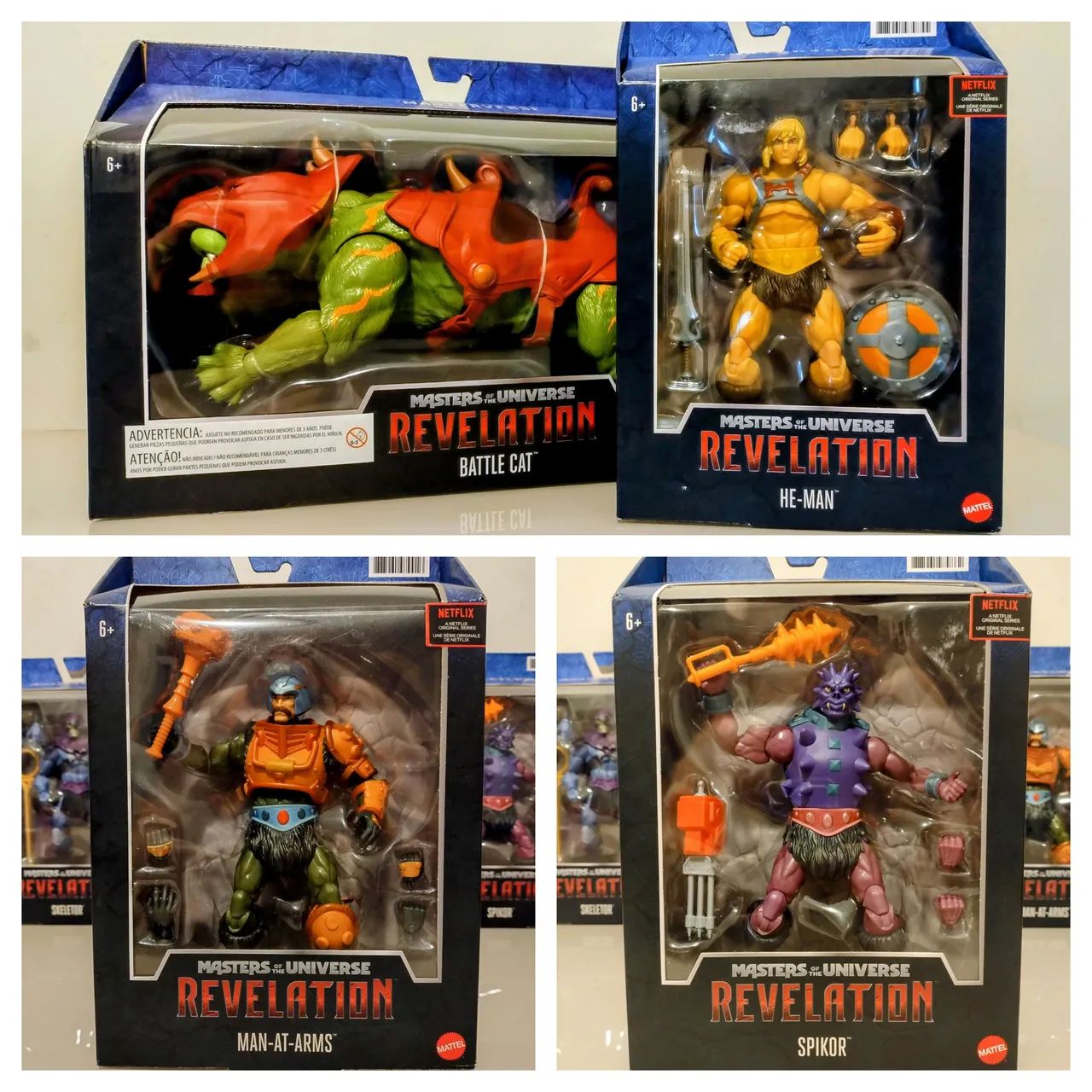 Coleção 4 Figuras He-Man - Masters Of Universe Revelation Motu Masterverse 