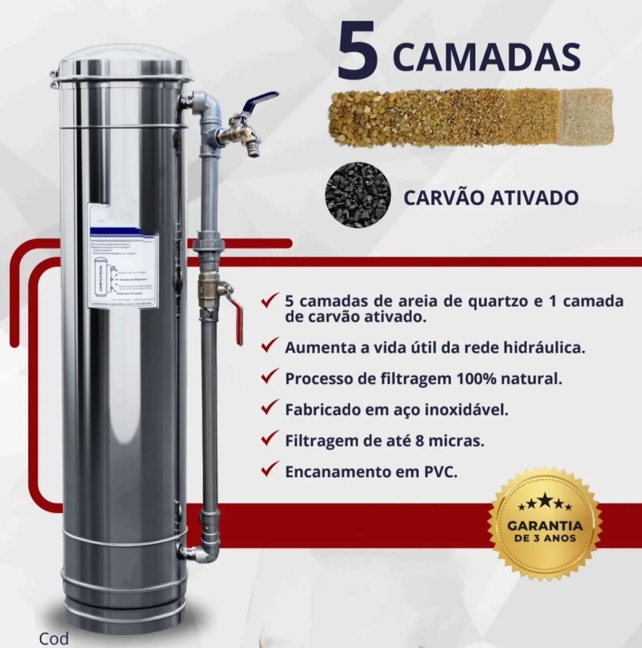 Filtro central inox.64169302576898120