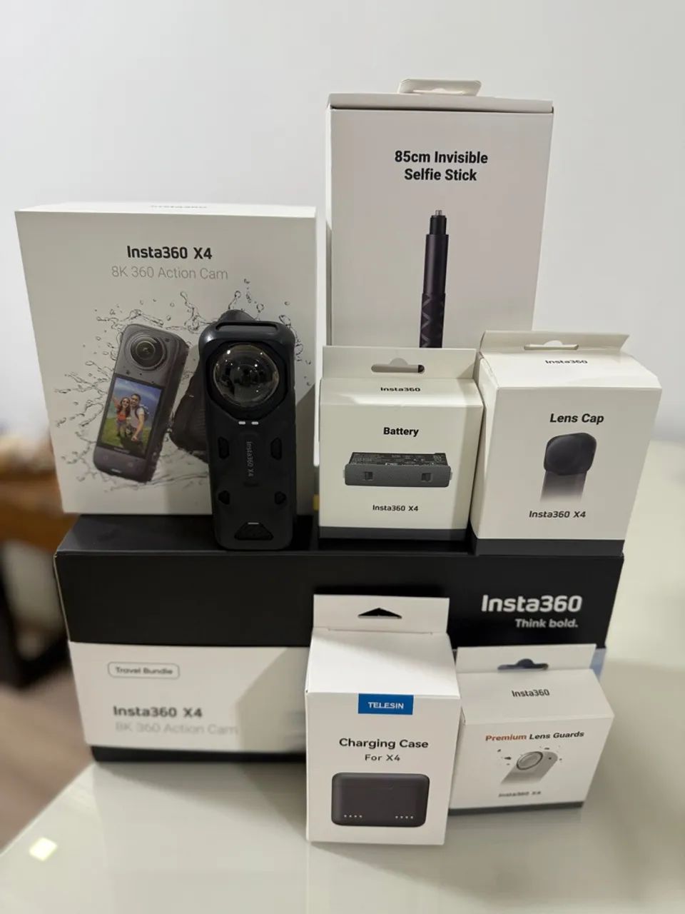 Câmera Insta360 X4 com kit de acessórios. Tchau GoPro 