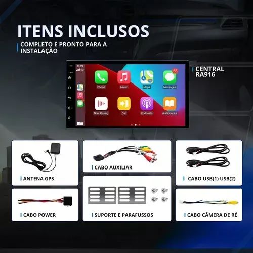 Multimidia 7 Polegadas 2din Carplay Android Auto Música Tela Qled Usb Wifi Bluetooth Knup  - Foto 3