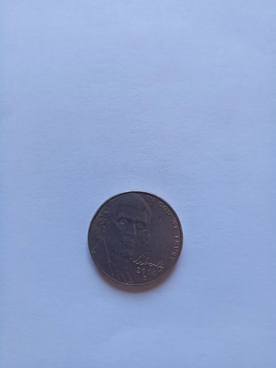 Moeda Americana Five Cents (Thomas Jefferson ano 2014) Verso Monticello
