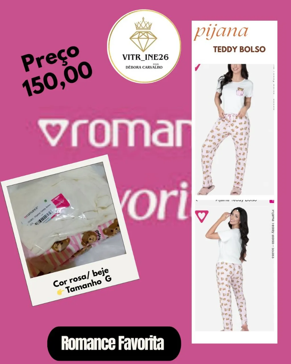 Pijama Teddy Bolso -pijama Rebeca
