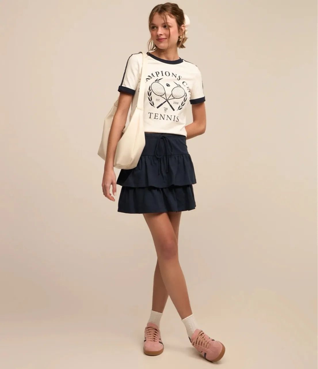 blusa baby look em algodão com estampa tennis champions - nova - envio em até um dia útil - Foto 3
