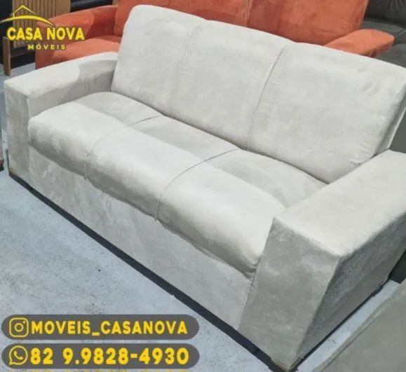 Sof á 3 lugares em suede - Novo! - Foto 2