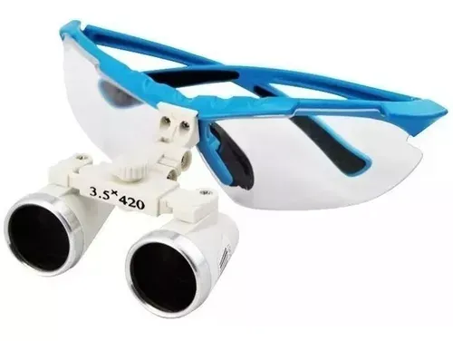 Lupa Oculos Cirurgico Dentista 3.5x420mm Azul