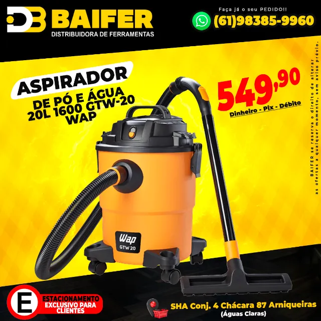 Aspirador de Pó e Água 20L 1600 GTW-20 Wap