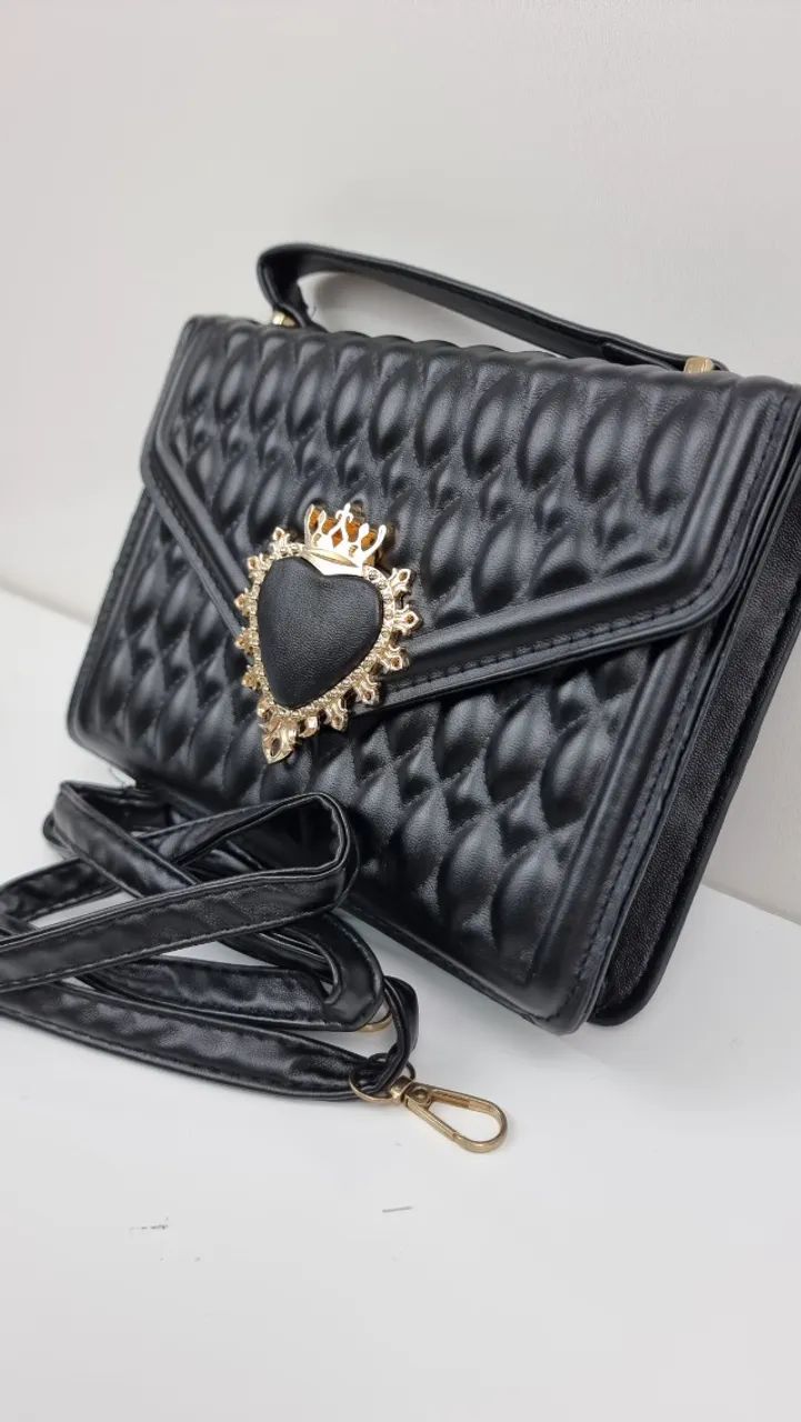 Bolsa preta matelasse estilo dolce gabbana transversal - Foto 3