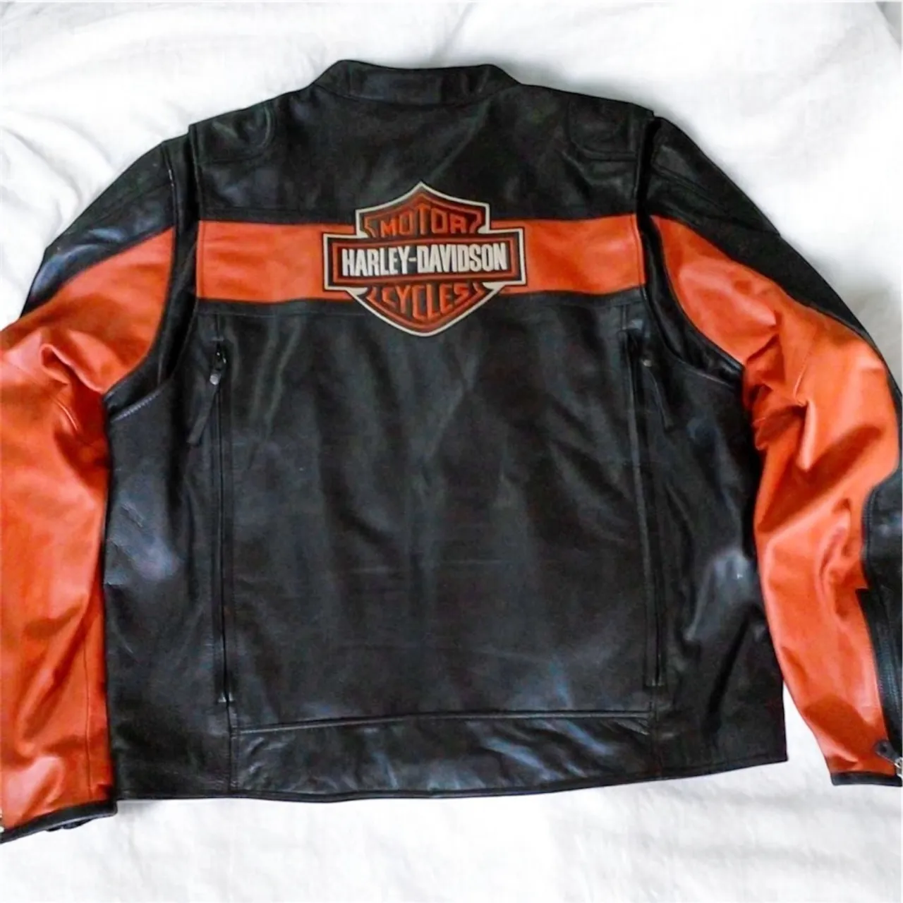 Jaqueta Harley-Davidson Couro com Detalhes Laranja