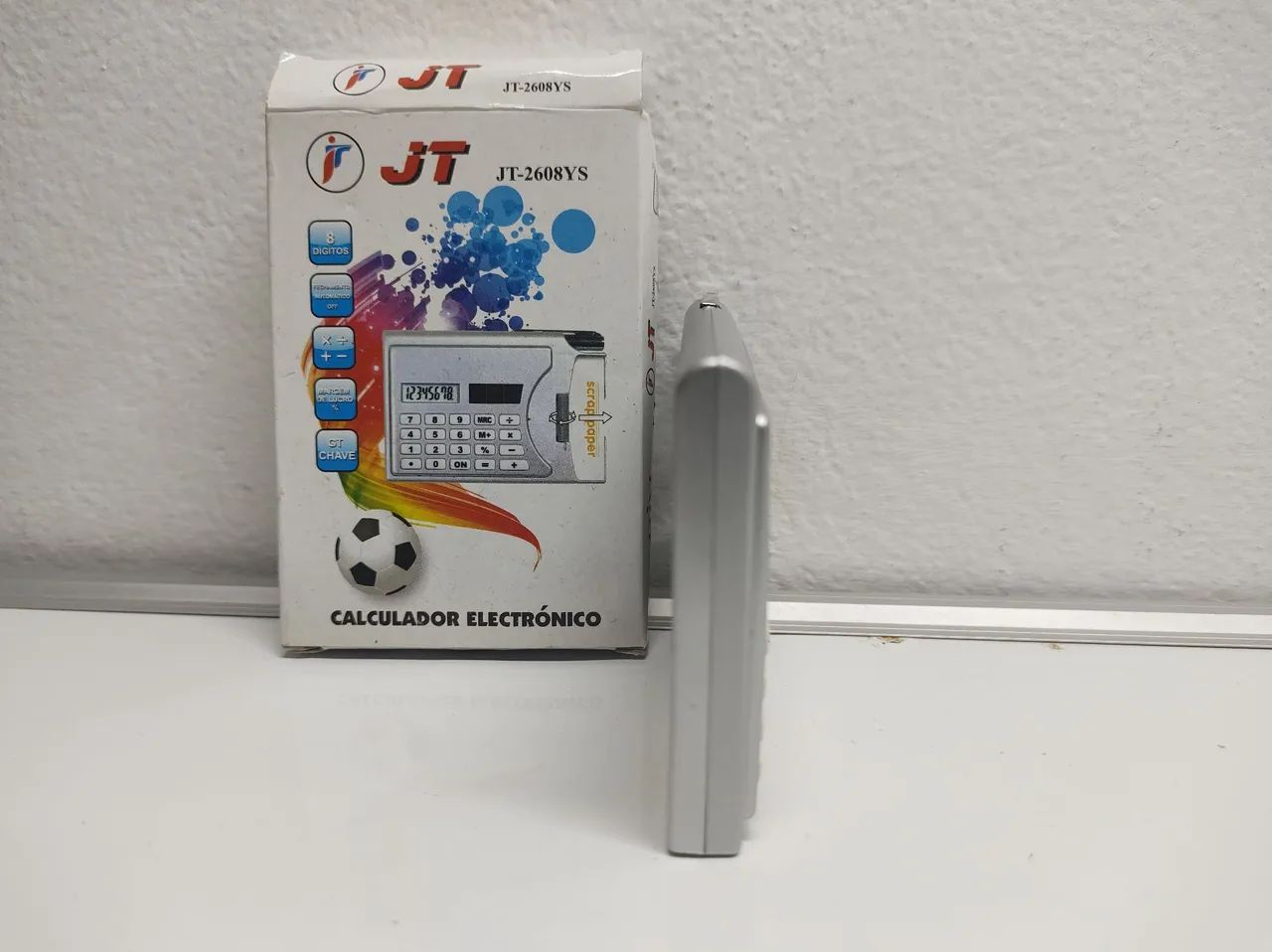 Calculadora solar de bolso com porta cartões e caneta - Foto 6