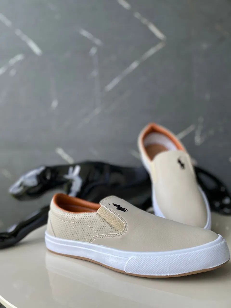 Beige Polo Ralph Lauren Slip-On Sneakers