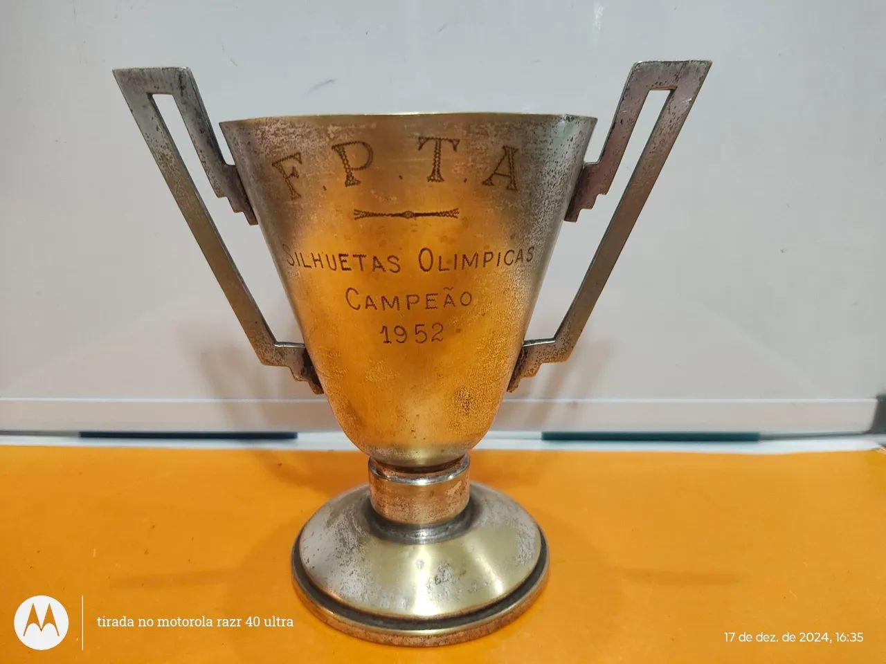 Antigo troféu 1952. Federação Portuguesa Tiro ao Alvo