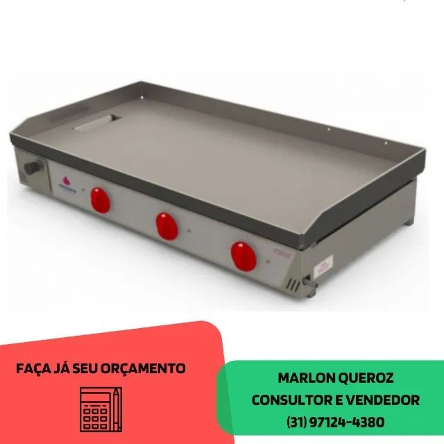 Chapa de Lanche 3 Queimadores 1M Progas Nova