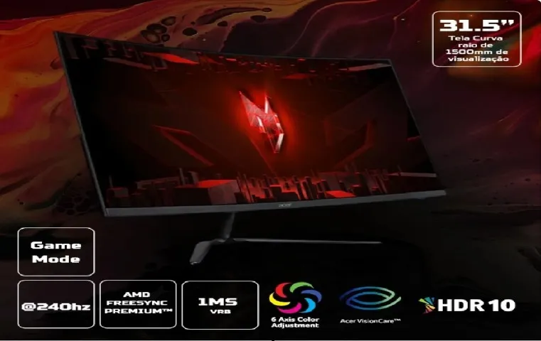 Monitor de Excepcional - Curvo, 31,5", 240 Hz, - Novo Na Caixa e NF