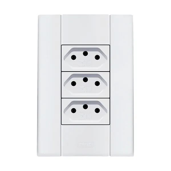 Noobi Informática | Tomada Tripla 2P+T 10A 250v Branca Mares Romazi