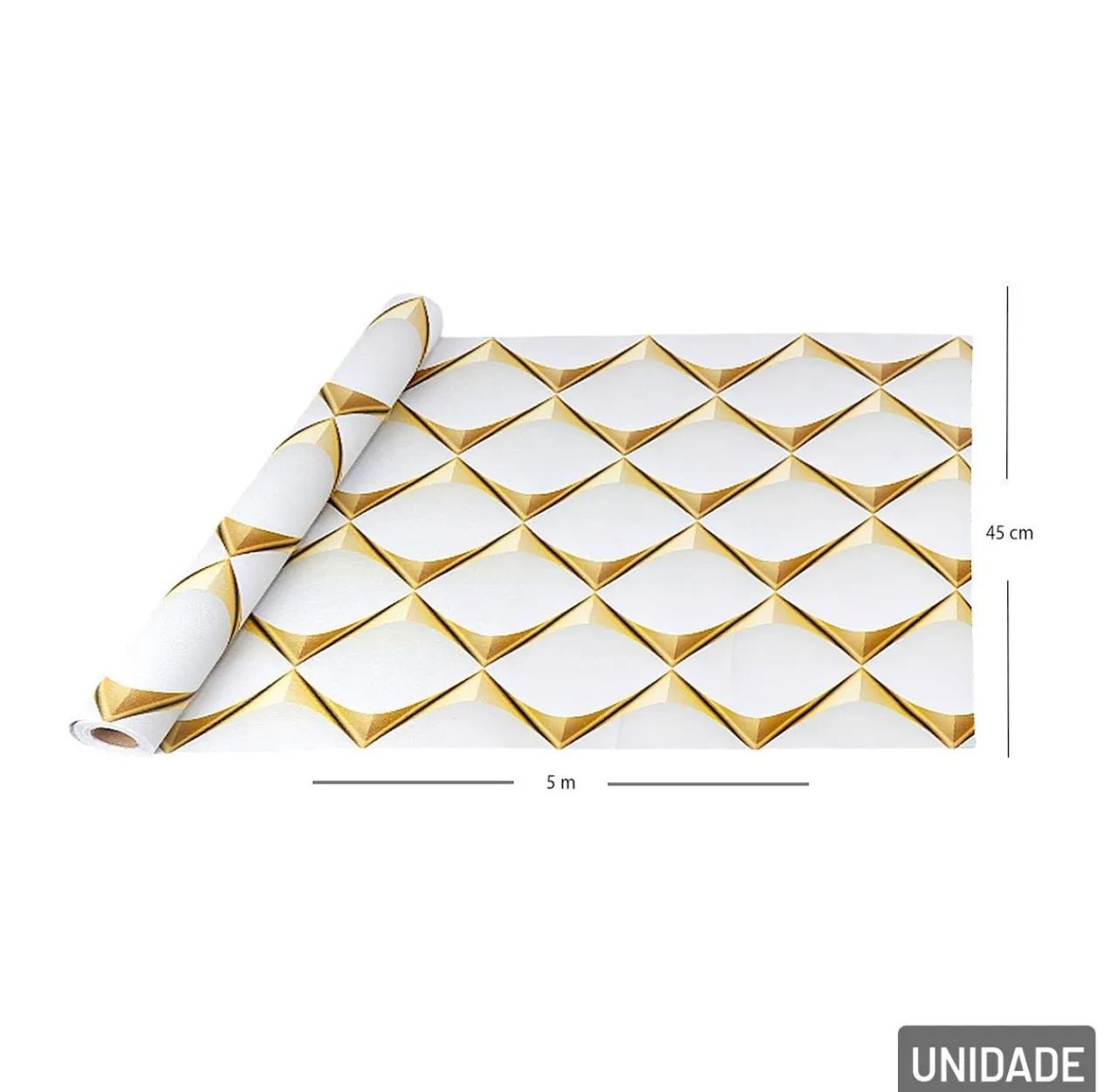 Papel de Parede Geométrico 3d Branco e Dourado - Foto 4