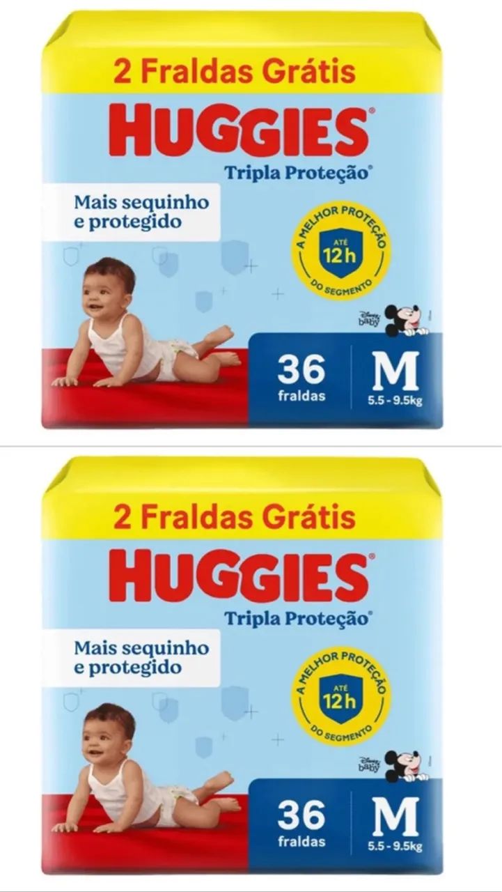 10 pacotes de Fraldas Huggies Tripla Proteção 36 Fraldas M