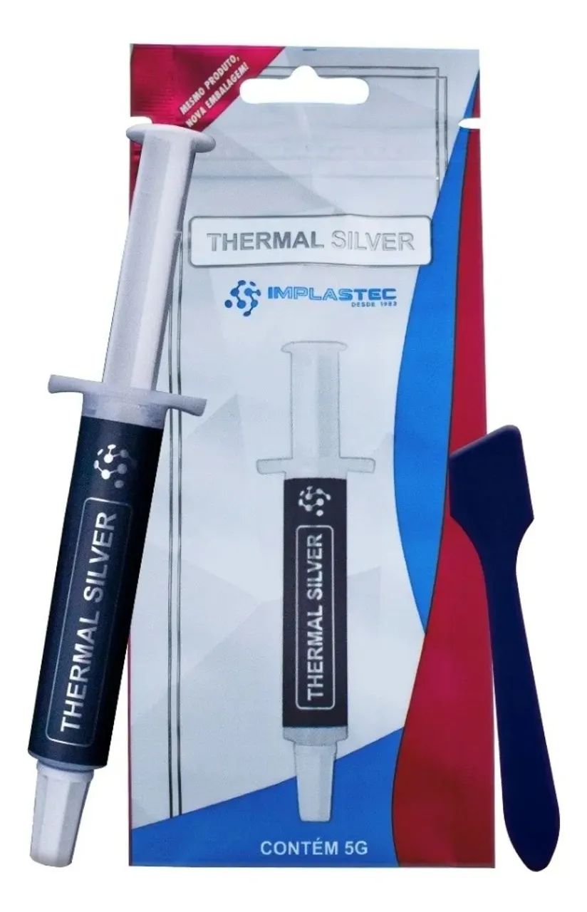 Pasta Térmica Thermal Silver Seringa 5g Prata Implastec Loja Coimbra Manutenção de Pc Aqui - Foto 2