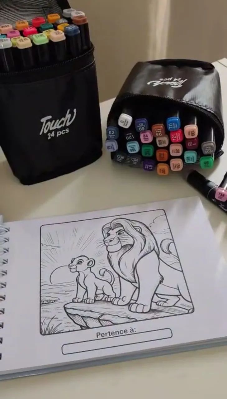 Bobbie goods Kit de Material de Desenho: Marcadores Touch e Caderno Rei Leão - Foto 2