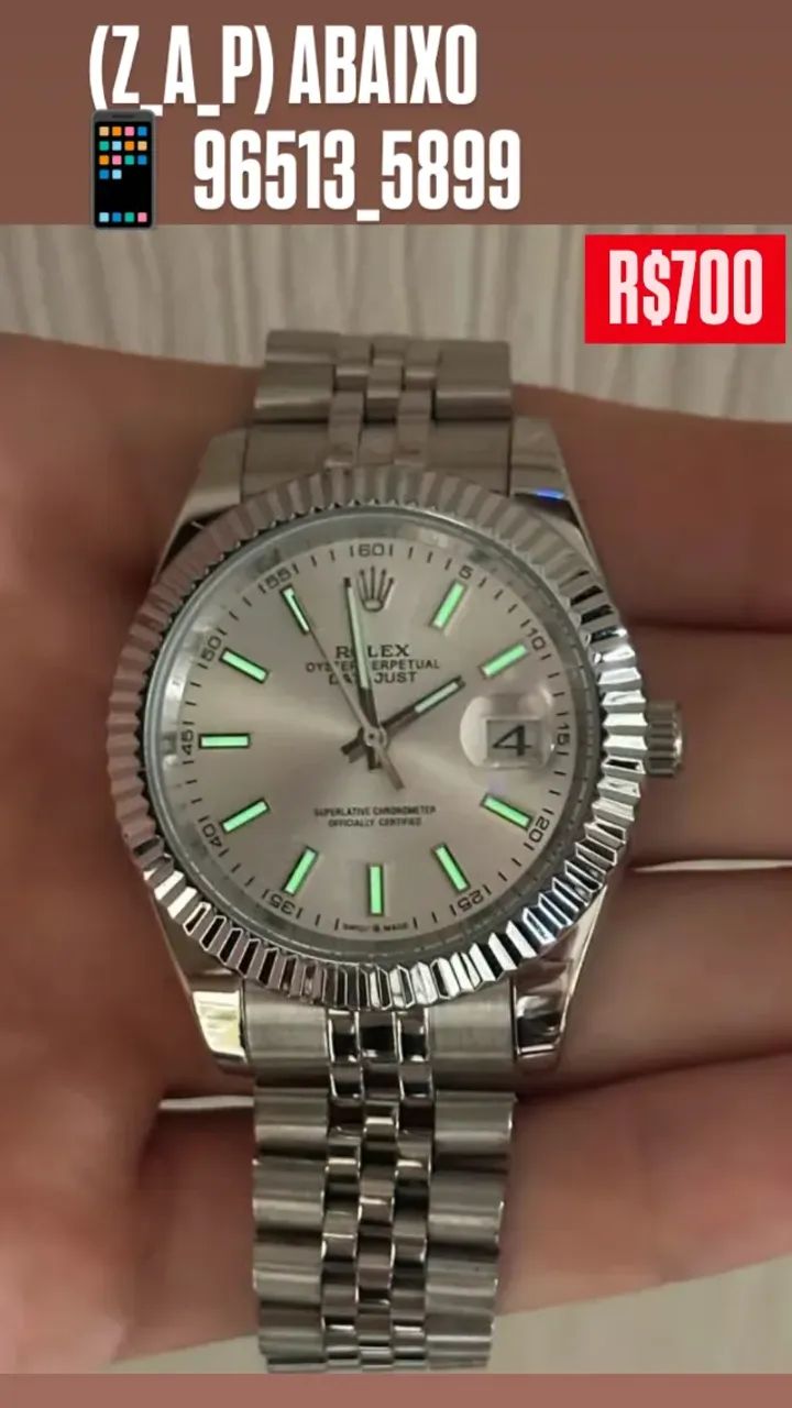 Relógio ROLEX AUTOMÁTICO PREMIUM DATEJUST Fundo Branco