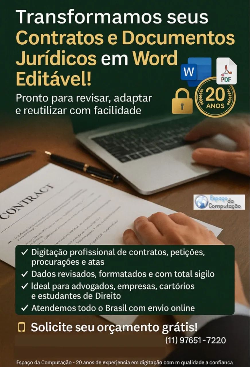 Digitação de Contratos e Documentos Jurídicos no Word Editável