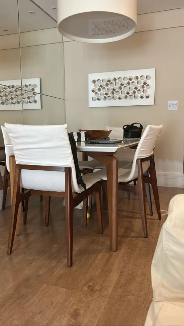 Conjunto de Cadeiras de Jantar linho com madeira  - Foto 2