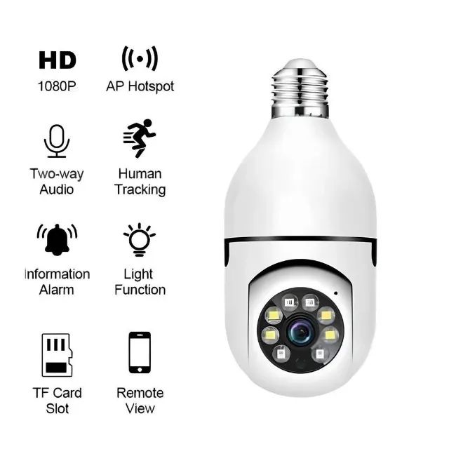 Câmera Wifi Inteligente Lâmpada Panorâmica e Espiã Full HD Visão noturna App Yoosee - Foto 3