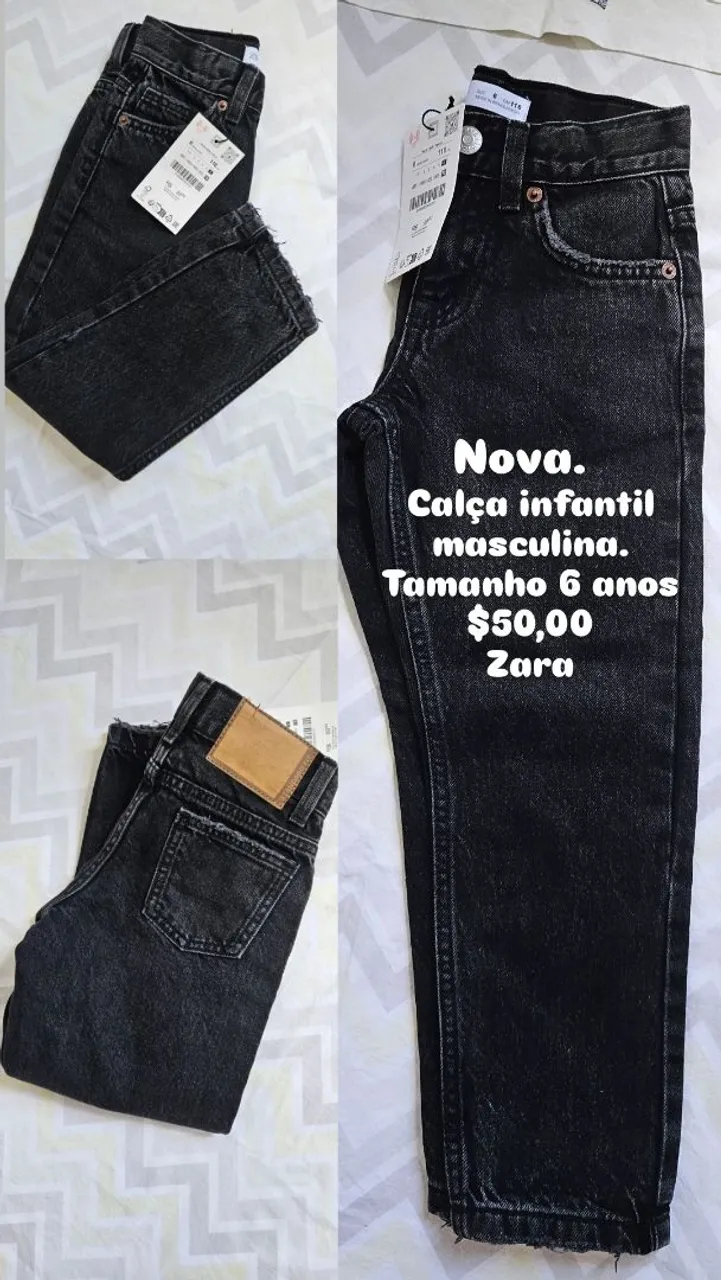 Calça Jeans Infantil Masculina Zara Tamanho 6 Anos