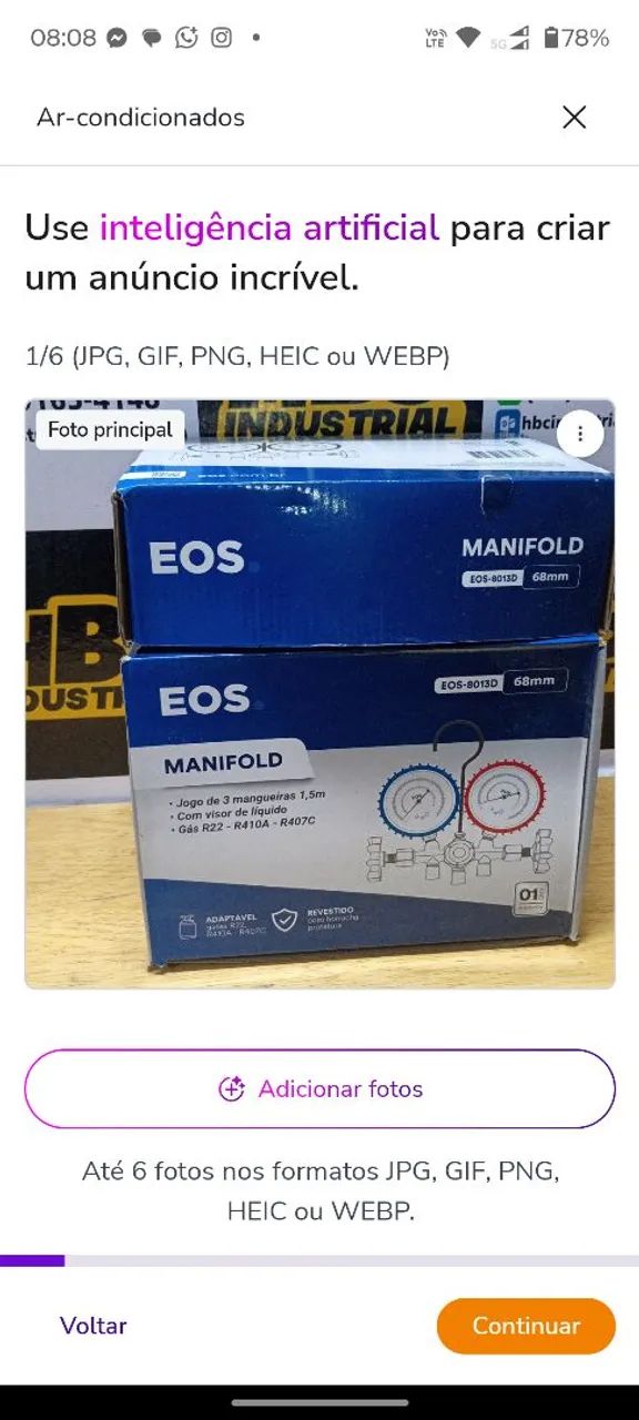 Manifold EOS 8013D para Ar Condicionado