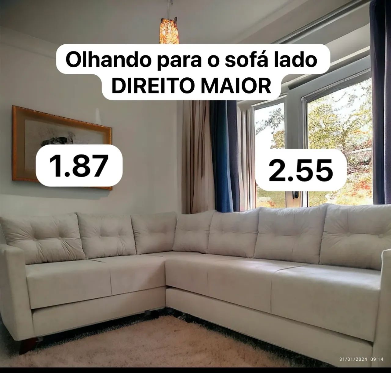 Sofá de canto Jaspe com braços Cores diversas por encomenda pague na entrega 