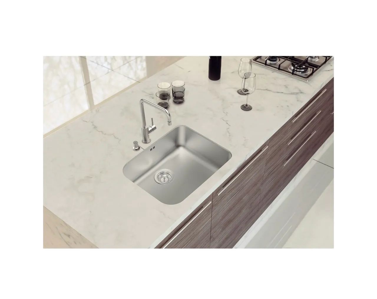 Cuba de Embutir Tramontina Dora 50 BL R6 em Aço Inox Escovado com Válvula 50x40 cm - Foto 5