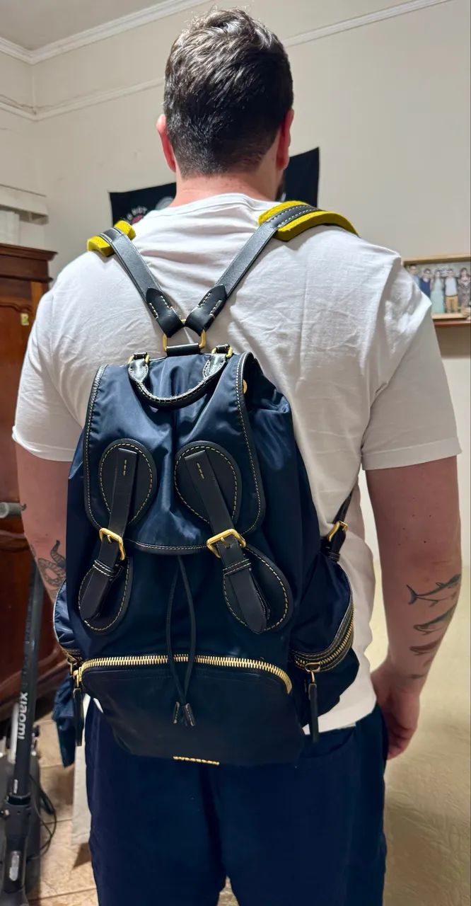 Mochila Burberry (Rucksack) em Nylon - Azul - Foto 4