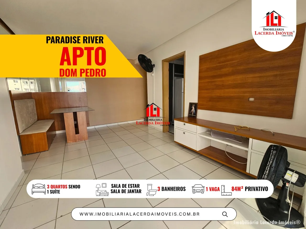 Condomínio Paradise River | 3 dormitórios| Parcial Mobiliado.