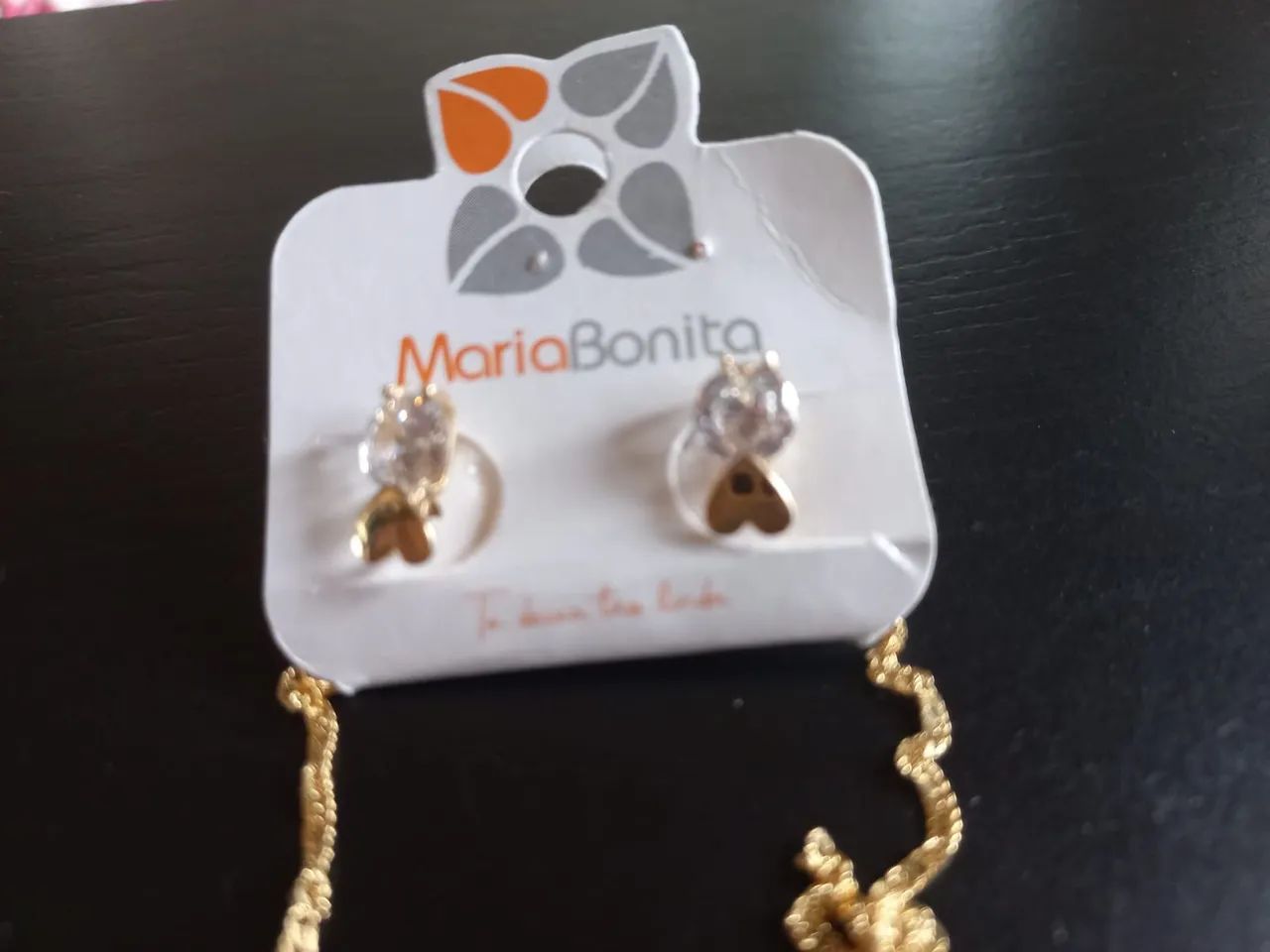FOLHEADO DE OURO - BRINCO E CORRENTE - Foto 3