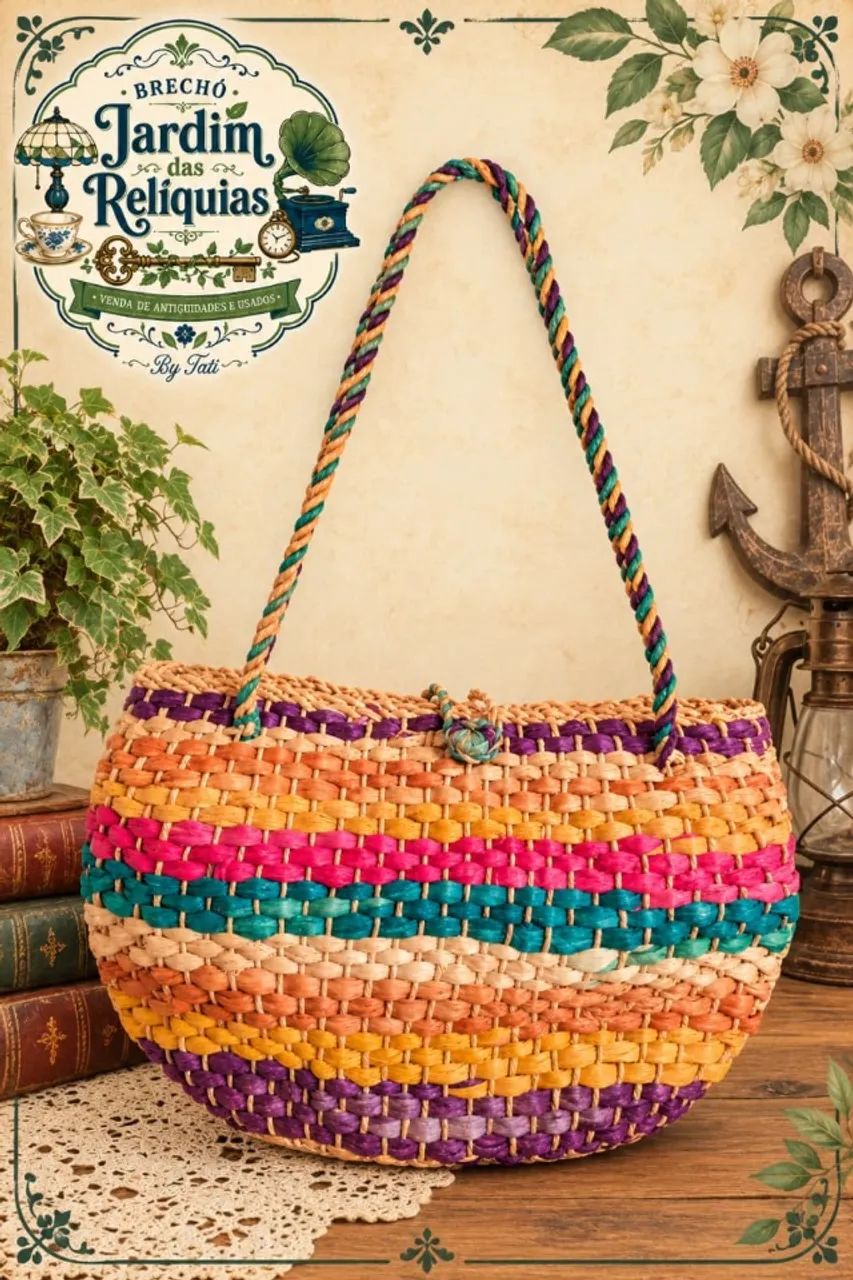 Bolsa de Palha Colorida