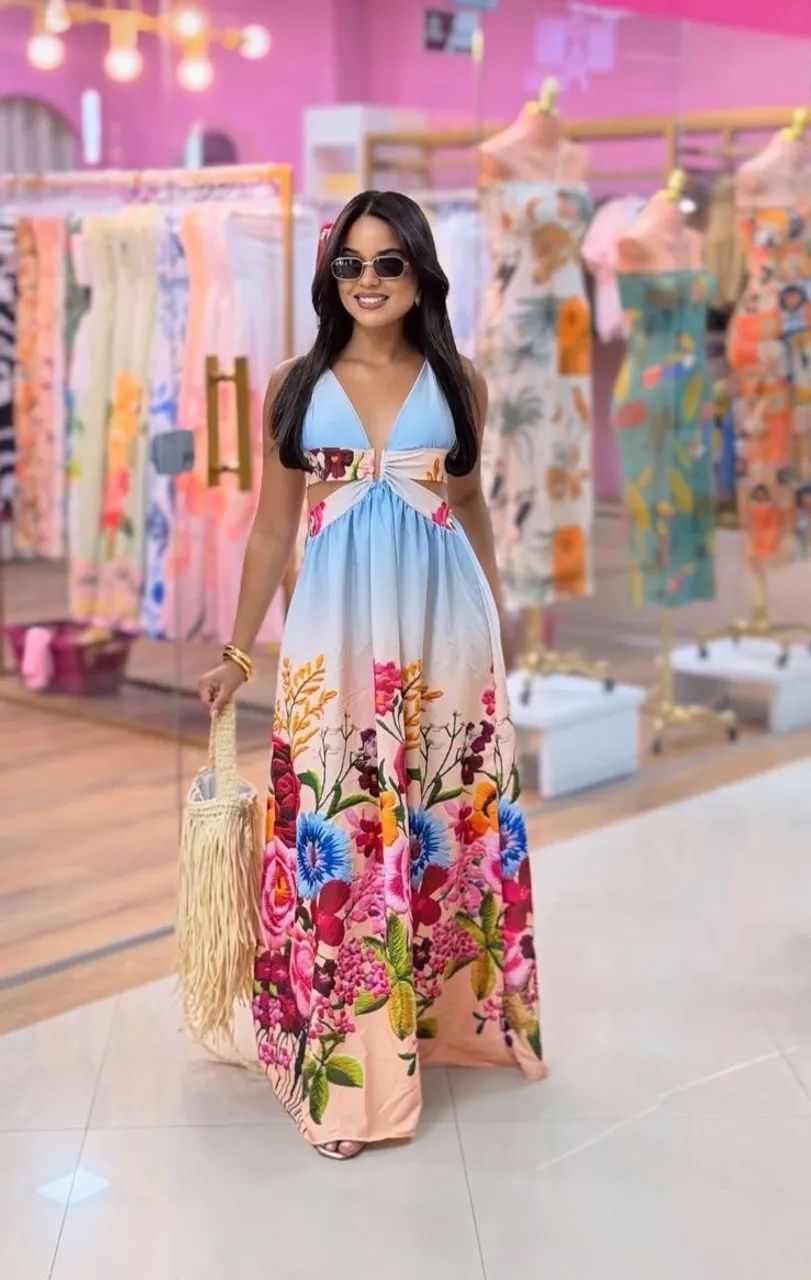Vestido longo florido 