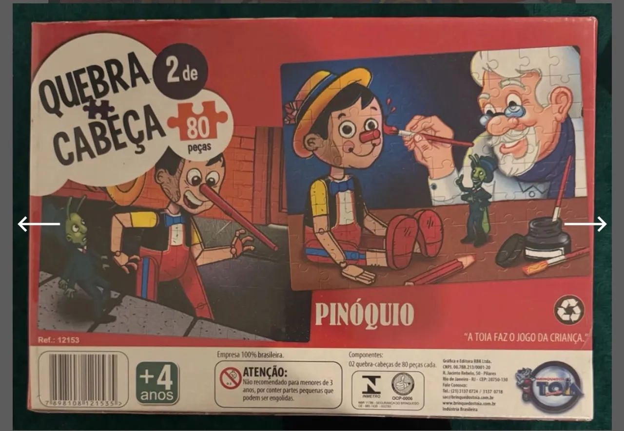 2 Quebra Cabeça Pinóquio 80 Peças Cada +4a - Foto 2