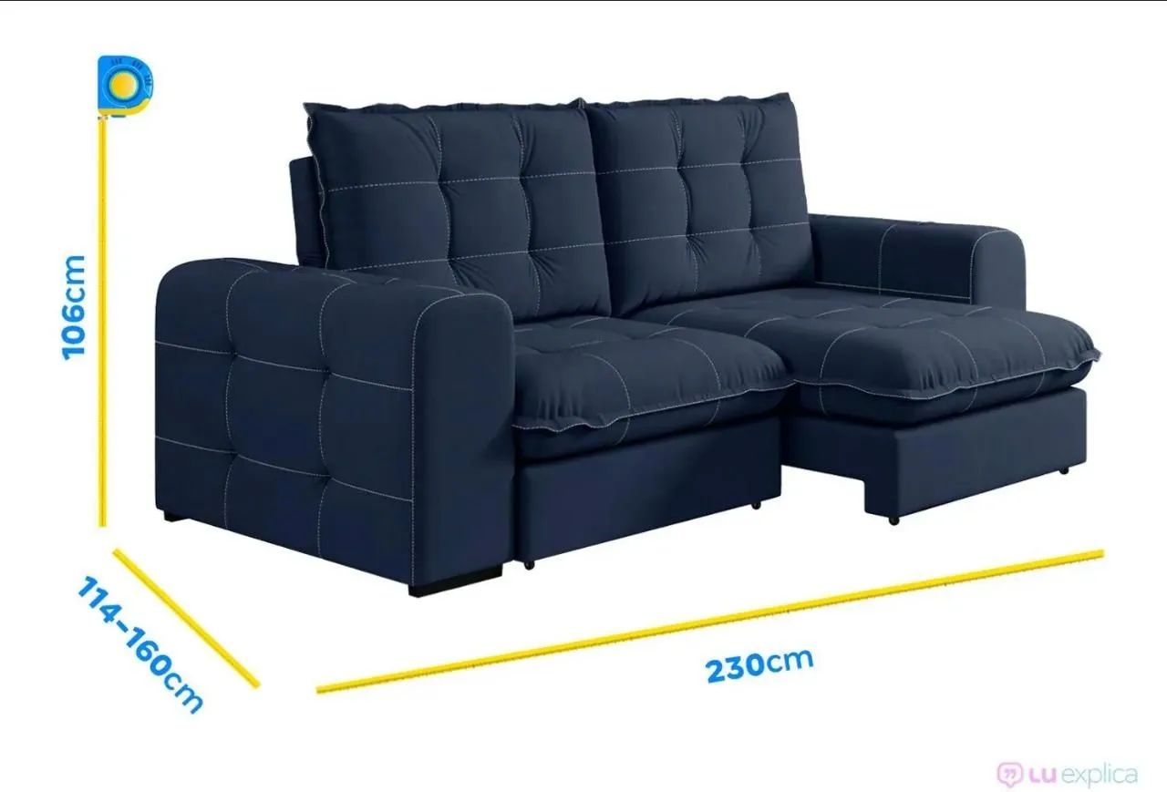 Sofá retrátil suede azul-marinho R$1.150,00 - Foto 5