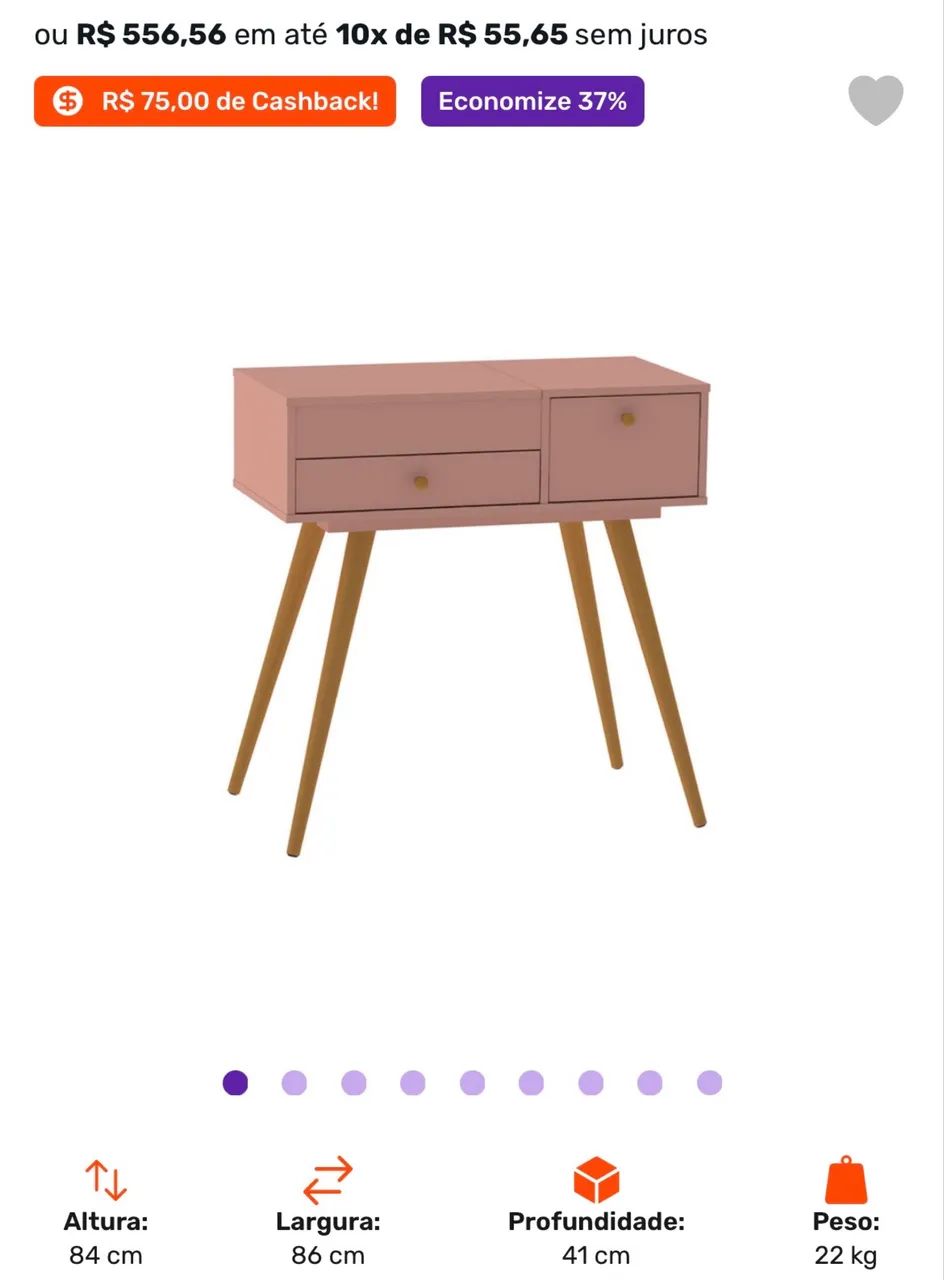 Penteadeira Mobly Rosa - R$ 350 - Foto 4
