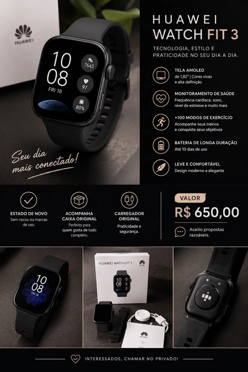 Relógio huawei watch Fit 3