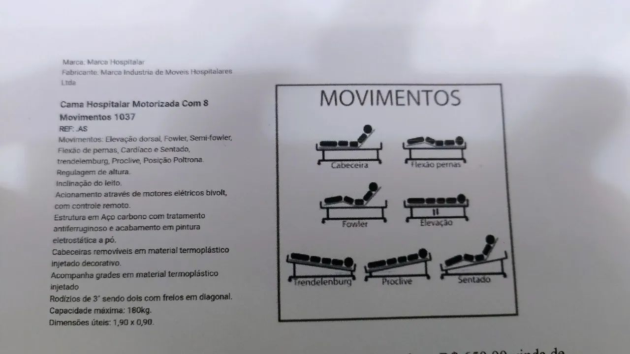 Cama Hospitalar Motorizada com 8 movimentos - Foto 2