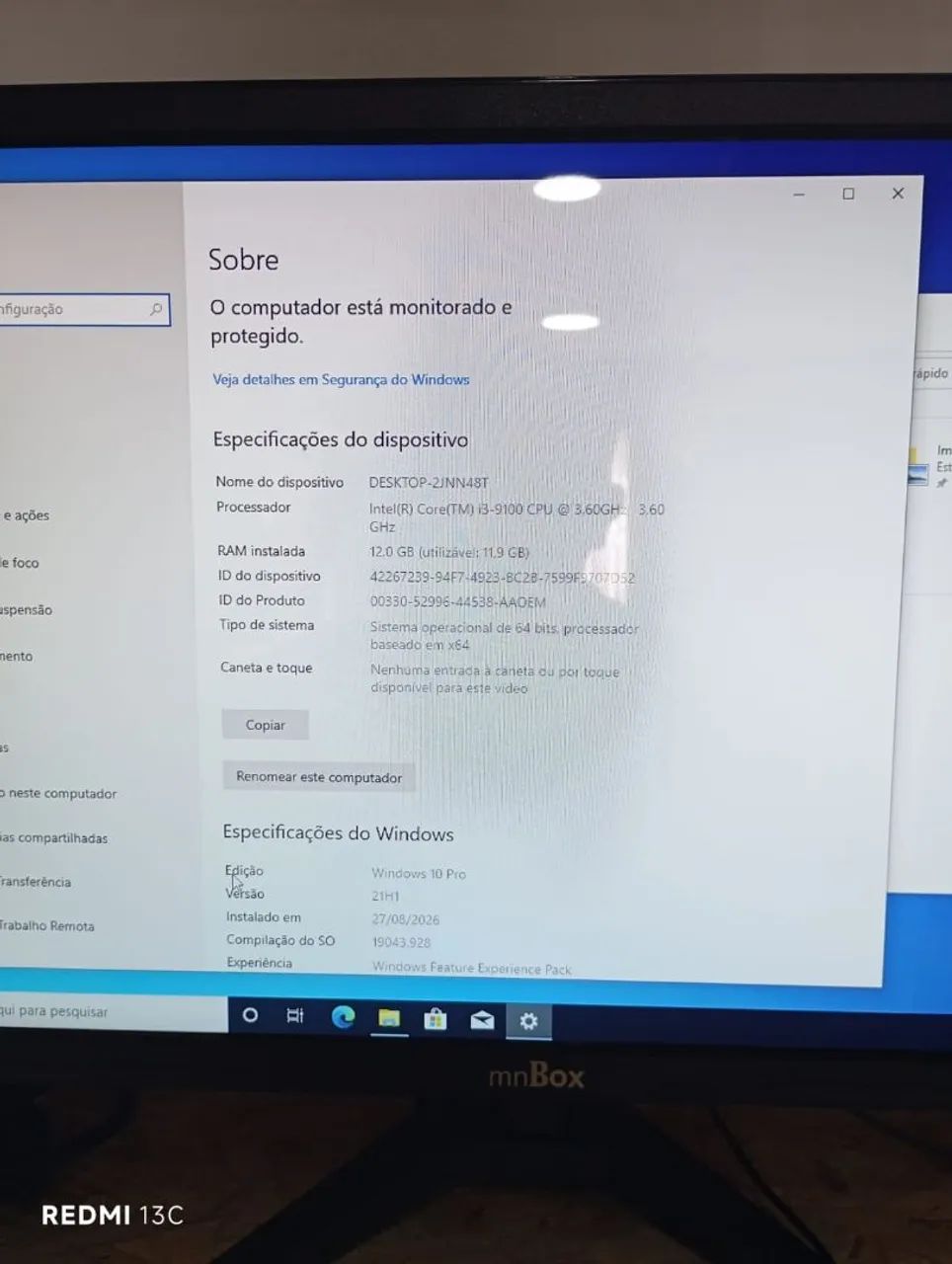 Computador Desktop HP Core i3 9ª Geração / 12GB RAM / Windows 10 Pro - Foto 2