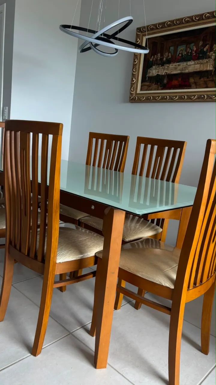 Mesa jantar 6 cadeiras Linda , excelente estado  - Foto 3