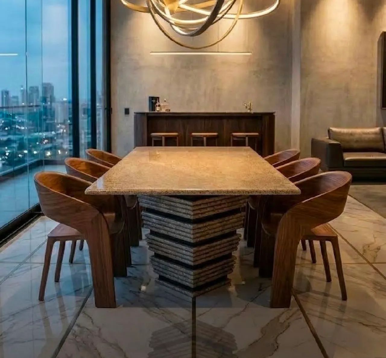 Mesa de Jantar em Granito com Design Lindo