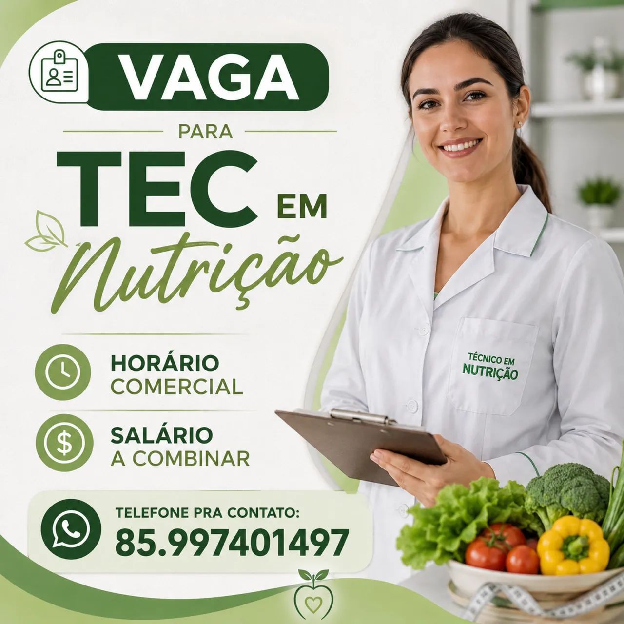 Vaga para Tec em Nutrição 