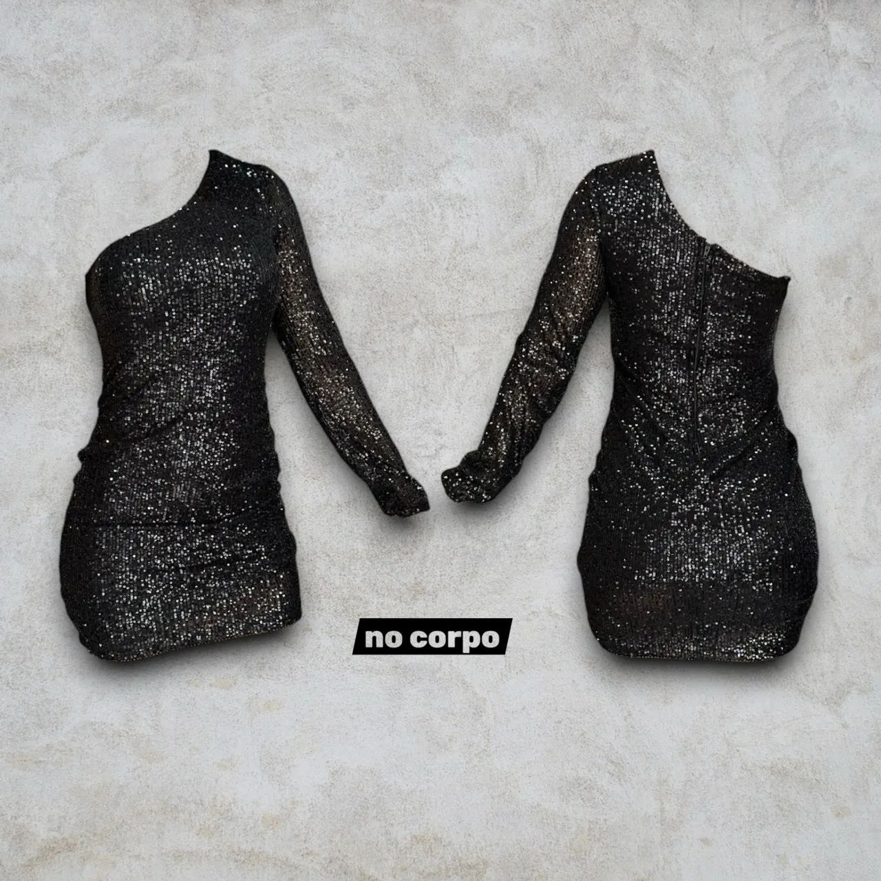 vestido handbook paetê preto p
